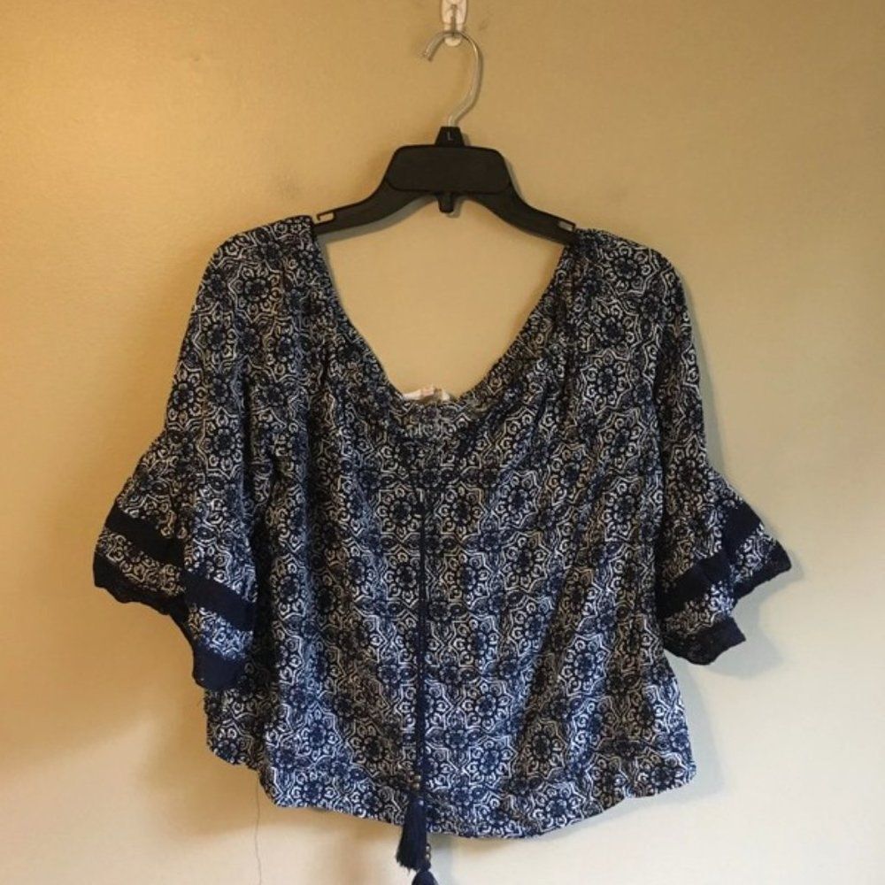 Solitaire medium blue crop top‎
